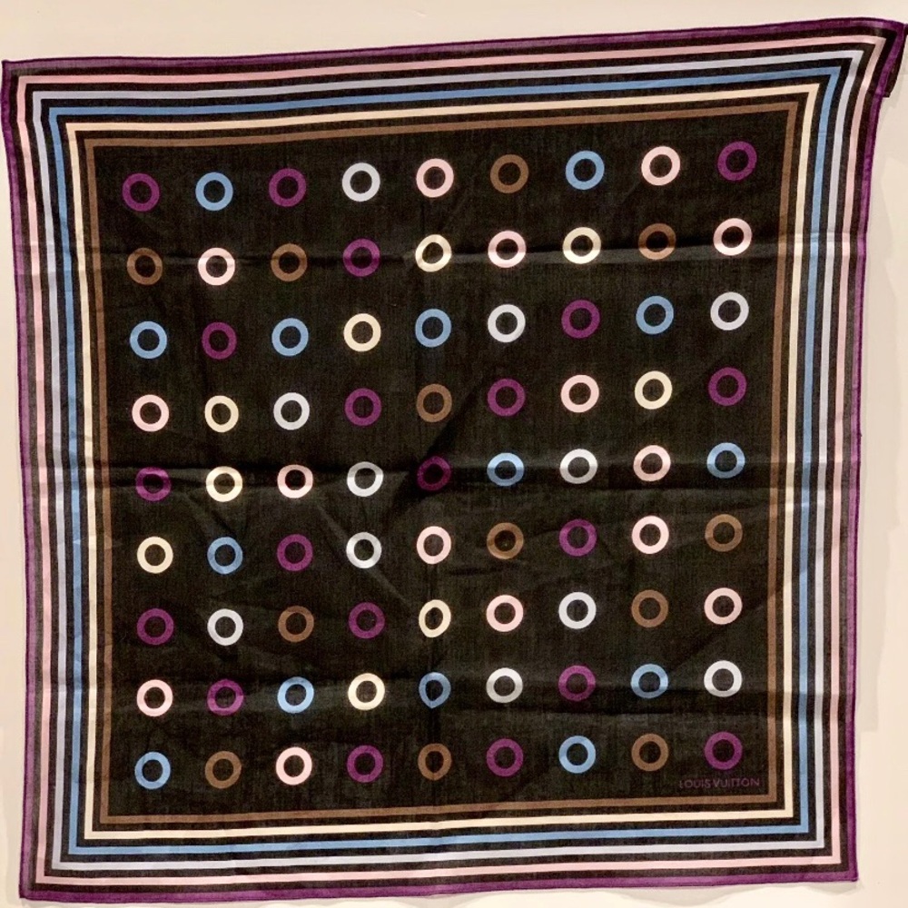 Pre-owned Louis Vuitton Cotton Circles Small Scarf